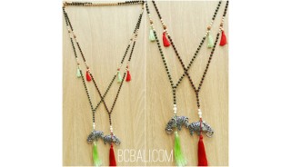 black larva beads stone tassels necklace bronze tassels wholesale price 